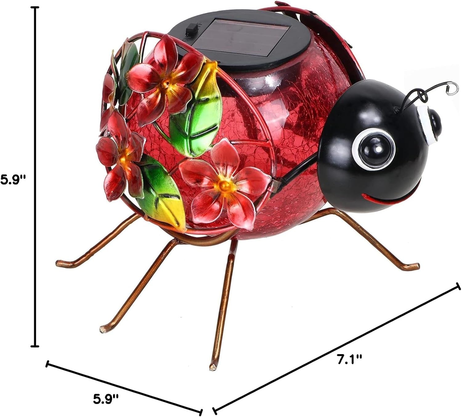 Solar Lantern, Waterproof LED Solar Lights Outdoor Ladybug Decorative Tabletop Lanterns for Patio Garden Table Decor