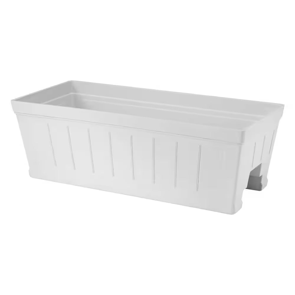 Eden Medium White Resin Lightweight Deck Rail Planter Box (28 In. L X 12 In. W X 12 In. H)