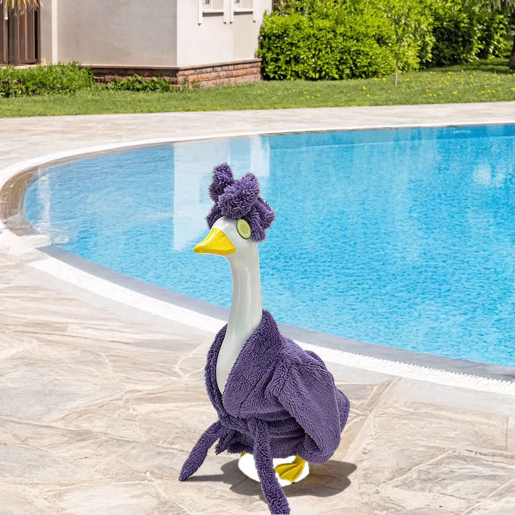 Winter Porch Decor, Cement Goose Accessories, Bathrobe Outfit Set, Outdoor Garden Ornament, Festive Yard Decoration