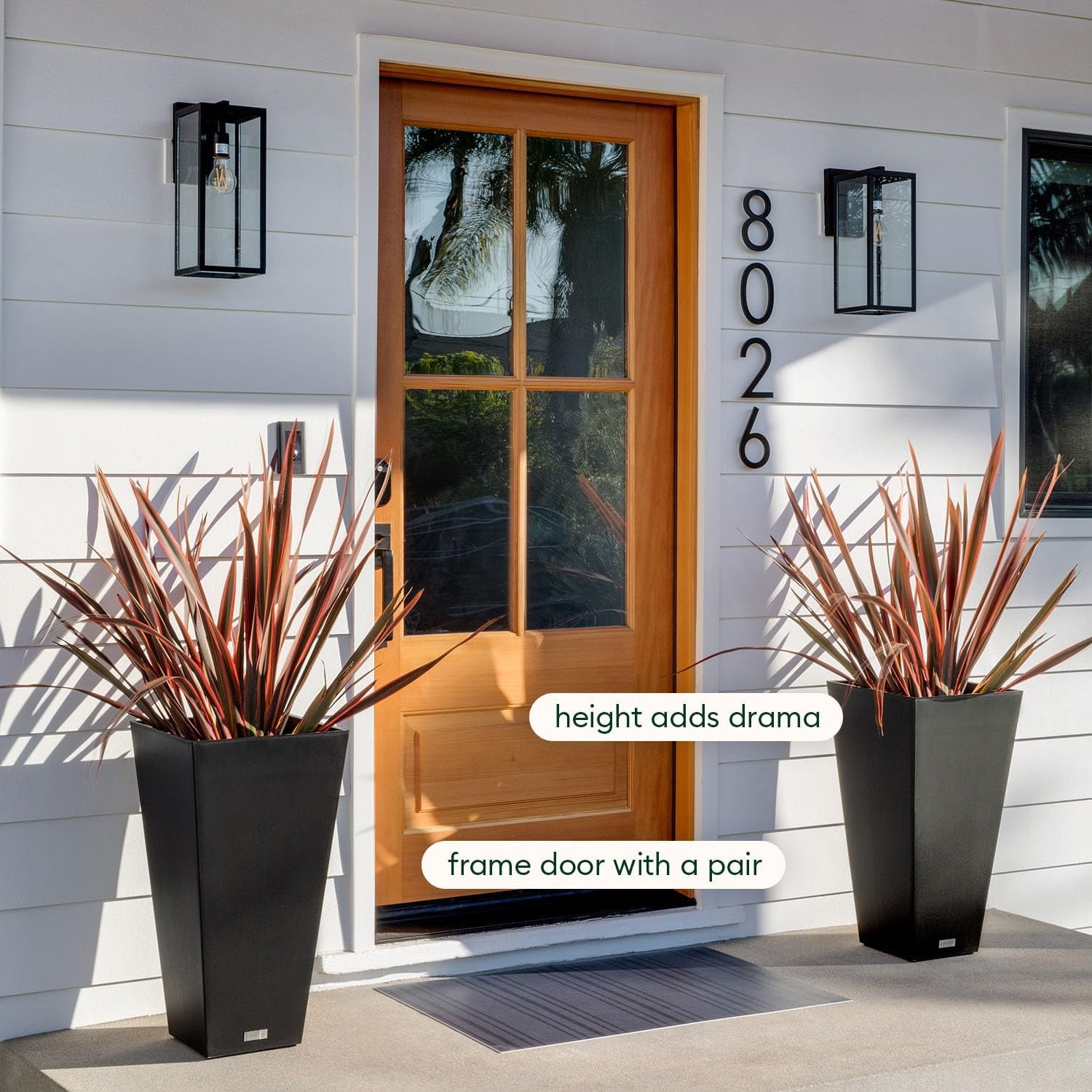 V-Resin Indoor/Outdoor Taper Planter (26 Inch, Black)