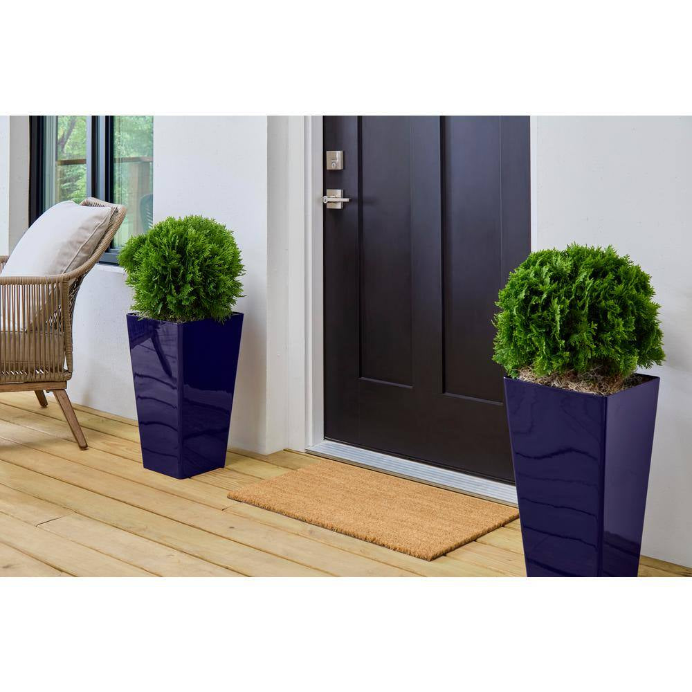 Harmony Medium Cobalt Blue Lightweight Tapered Plastic Planter (11.5 In. L X 11.5 In. W X 20 In. H)
