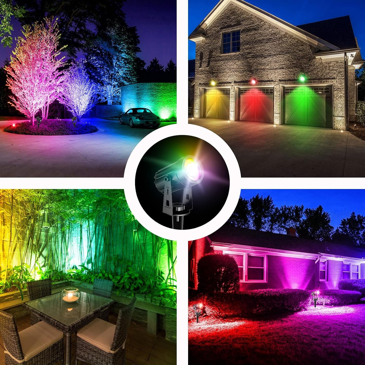 Color Changing Solar Spot Lights Outdoor, Outdoor Waterproof RGB Landcape Spotlights, Dusk to Dawn Solar Lights for Garden, Pond, Yard, Trees, Pathway(Rgb)