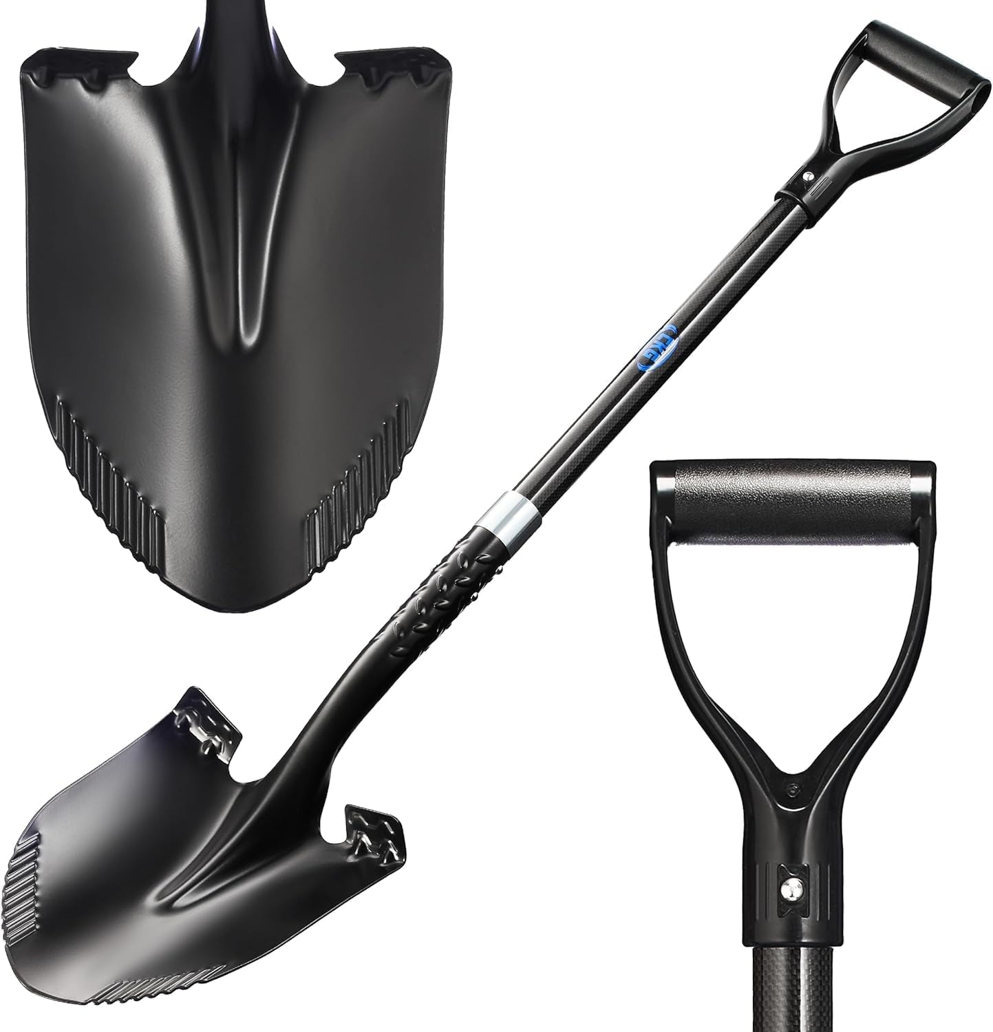 Carbon Garden Shovel for Digging 43 Inches, Cold Steel Heavy Duty Gardening Shovel with round Blade and Comfortable D Grip Spade Shovel for Gardening, Landscaping, Construction, round Blade