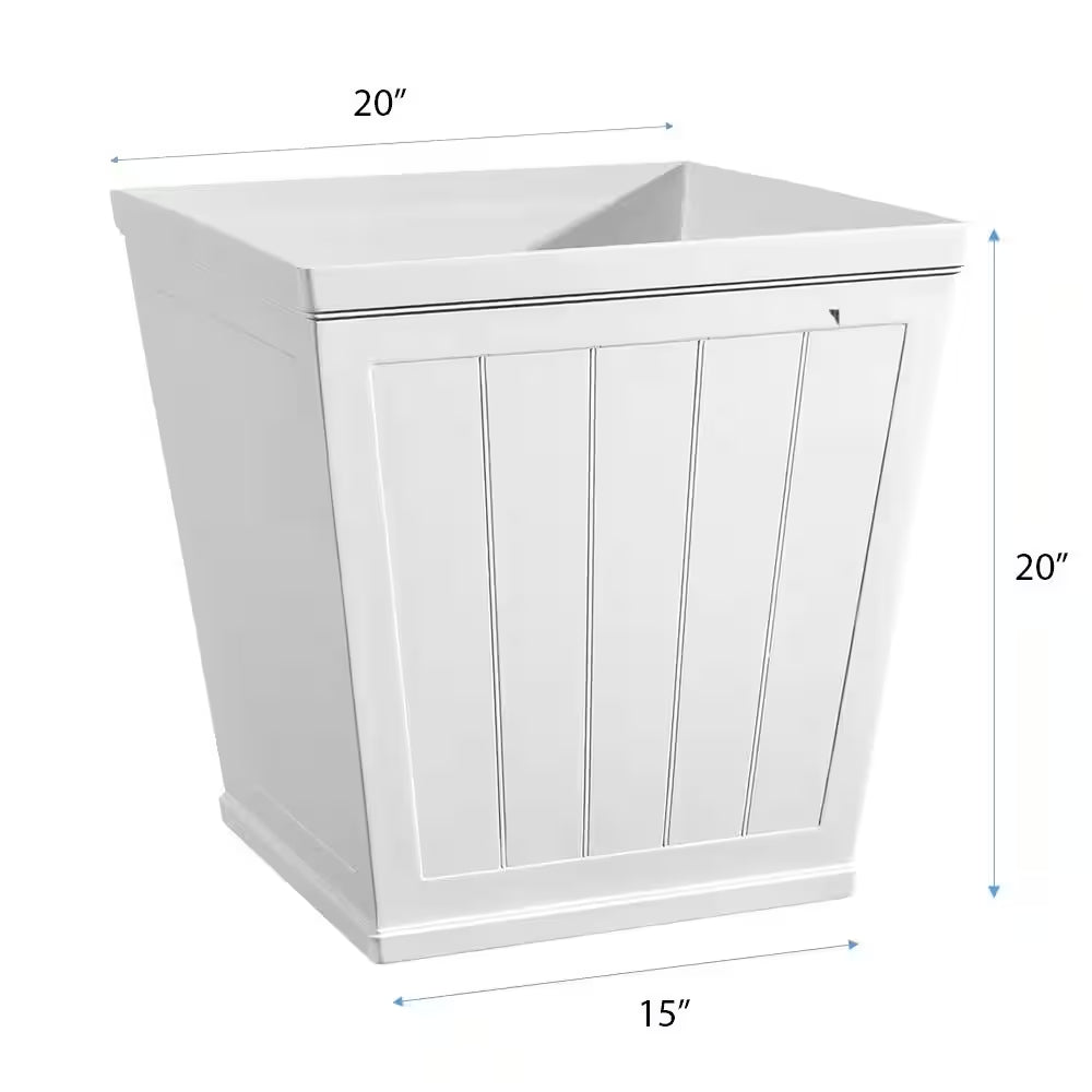 Eden Large White Resin Lightweight Square Planter (20 In. L X 20 In. W X 20 In. H)