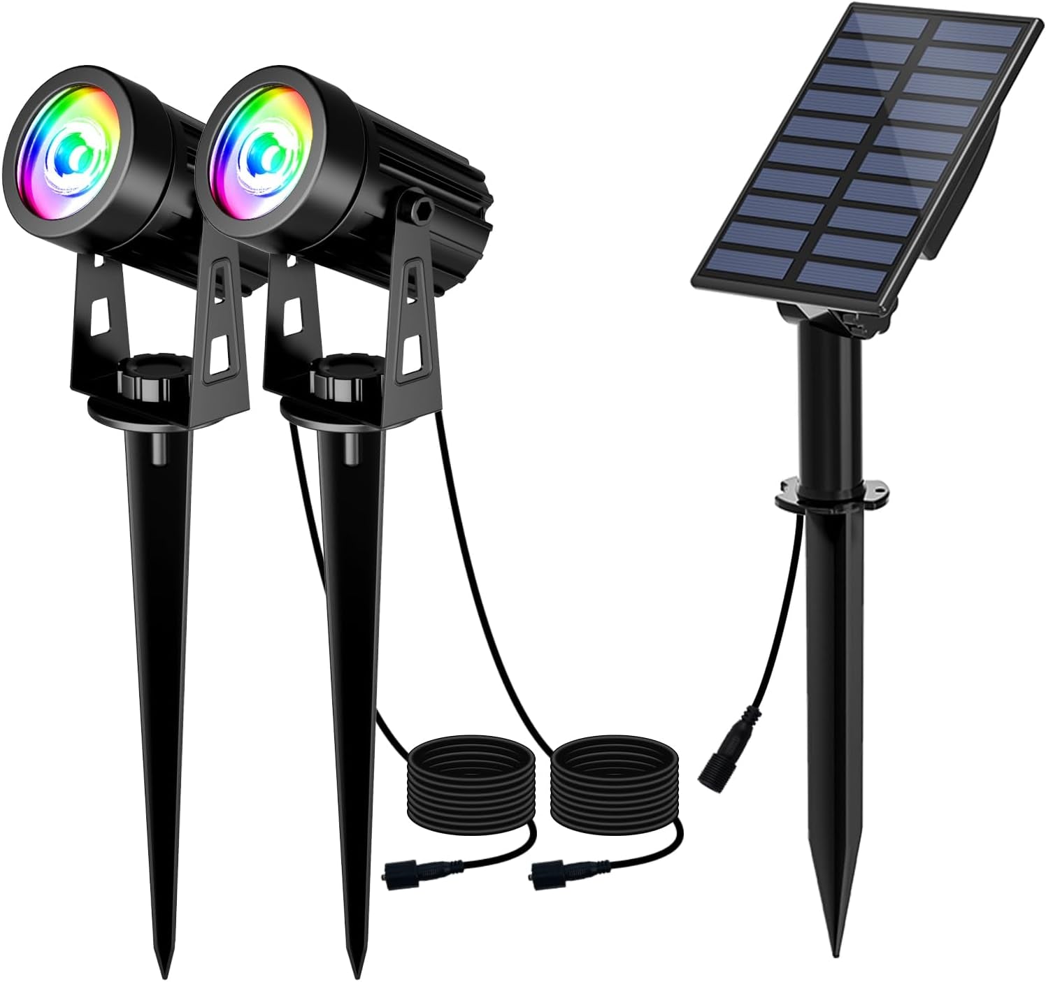 Color Changing Solar Spot Lights Outdoor, Outdoor Waterproof RGB Landcape Spotlights, Dusk to Dawn Solar Lights for Garden, Pond, Yard, Trees, Pathway(Rgb)