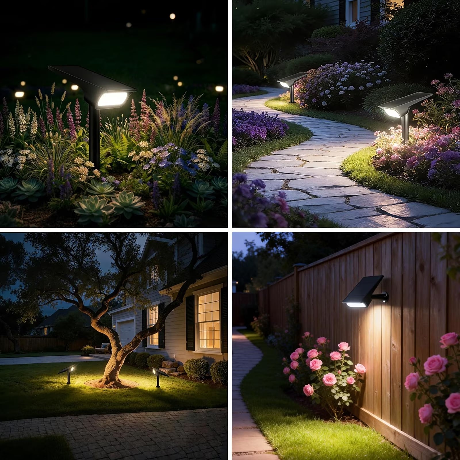 2PCS 4000Mah Solar Pathway Lights Waterproof Security Lights Outdoor Landscape Lights with Remote Control for Garden Walkway Tree