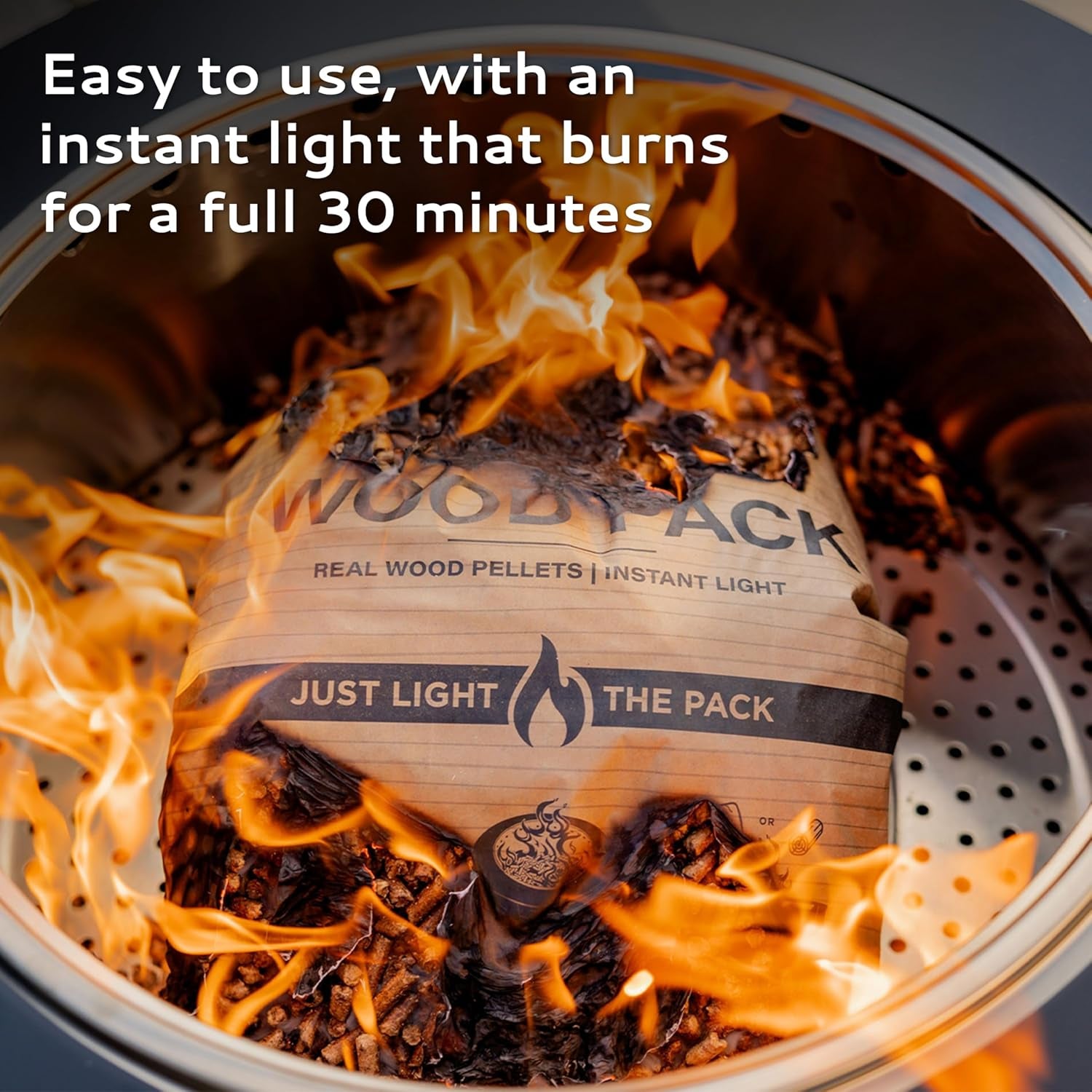 Wood Pellet Pack – 4-Pack Wood Pellets for Smokeless Fire Pits, Easy-To-Use Fire Pit Fuel for Outdoor Heating & Camping, 30+ Minute Full Flame Fire, Made in the USA