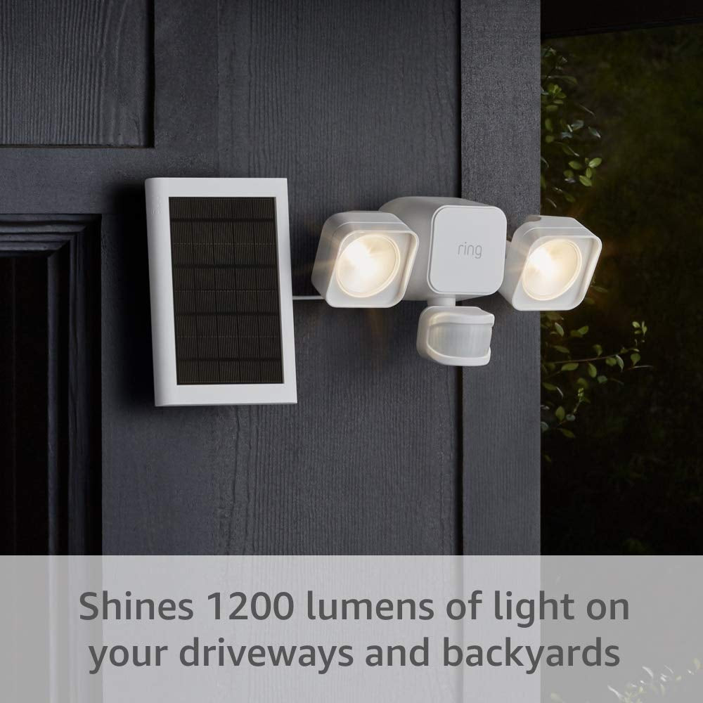 Solar Floodlight -- Outdoor Motion-Sensor Security Light, Black (Bridge Required)