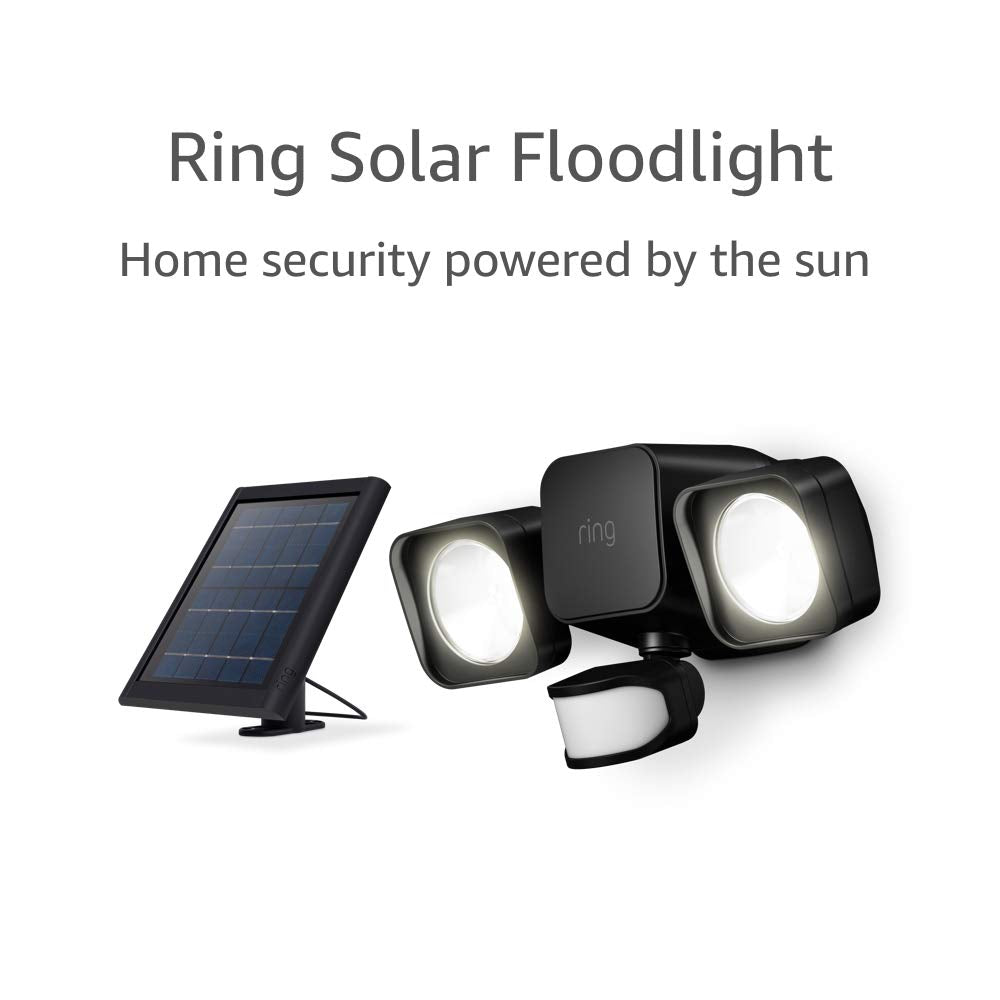 Solar Floodlight -- Outdoor Motion-Sensor Security Light, Black (Bridge Required)