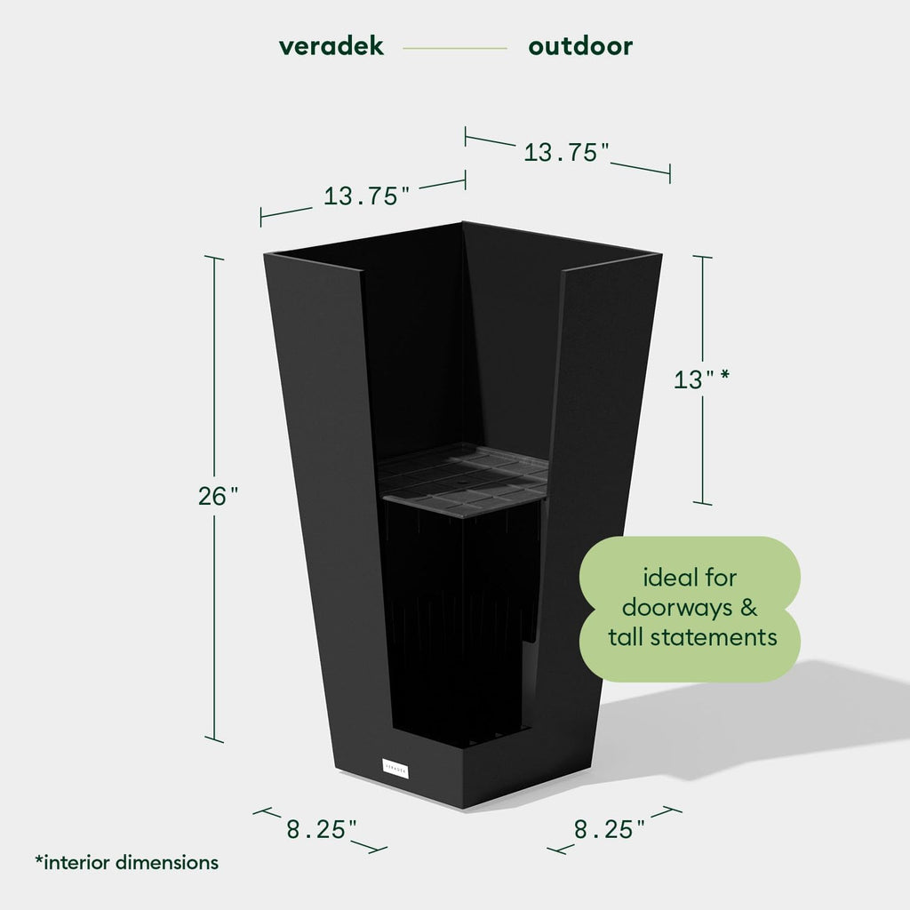 V-Resin Indoor/Outdoor Taper Planter (26 Inch, Black)