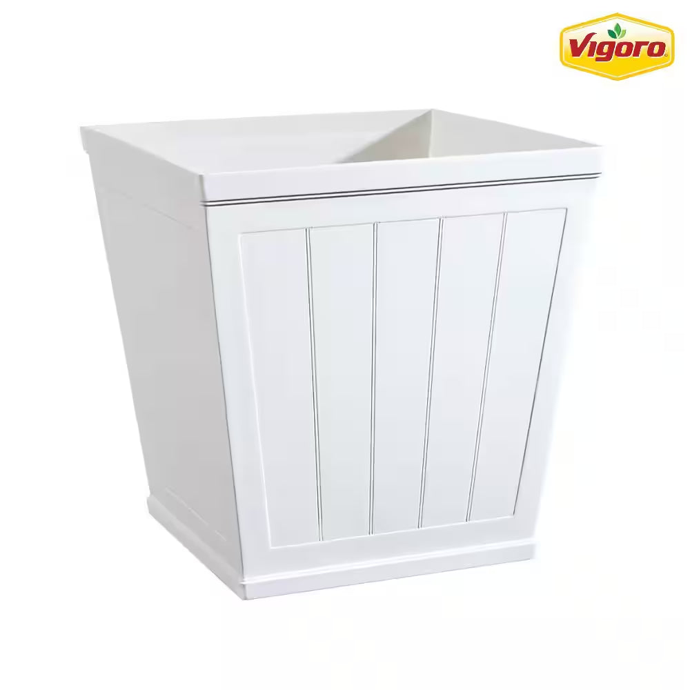 Eden Large White Resin Lightweight Square Planter (20 In. L X 20 In. W X 20 In. H)