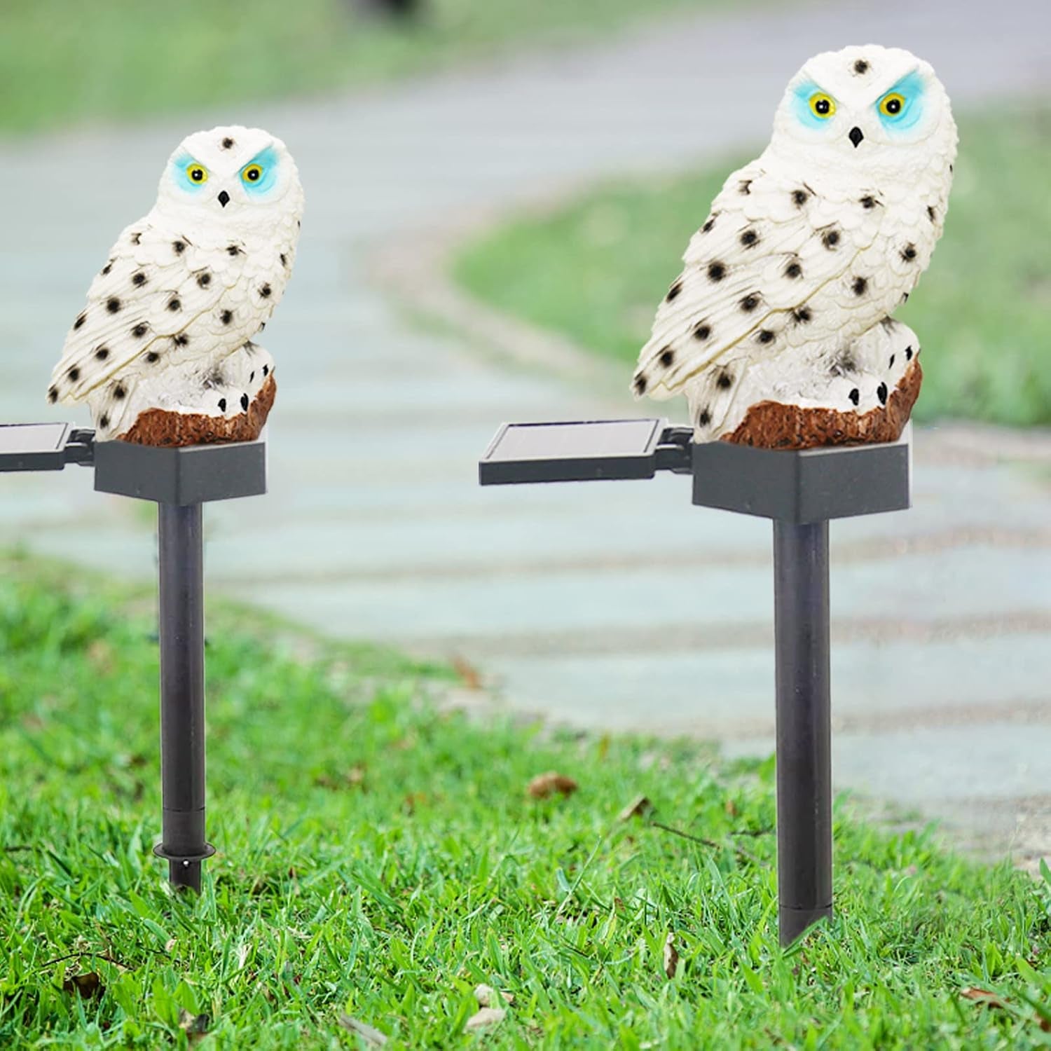 Solar Garden Stake Lights - 2 Pack Owl Solar Lights Outdoor Garden,Ip67 Waterproof Warm White LED Solar Stake Lights for Garden, Patio, Yard, Lawn, Walkway Decoration(White)