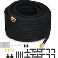 Heavy Duty Soaker Hose 100FT 1/2 Inch Rubber Garden Drip Irrigation Hose with Solid Brass Connector Water Saving Linkable Soaker Hose for Garden Bed Flower Vegetable Lawn