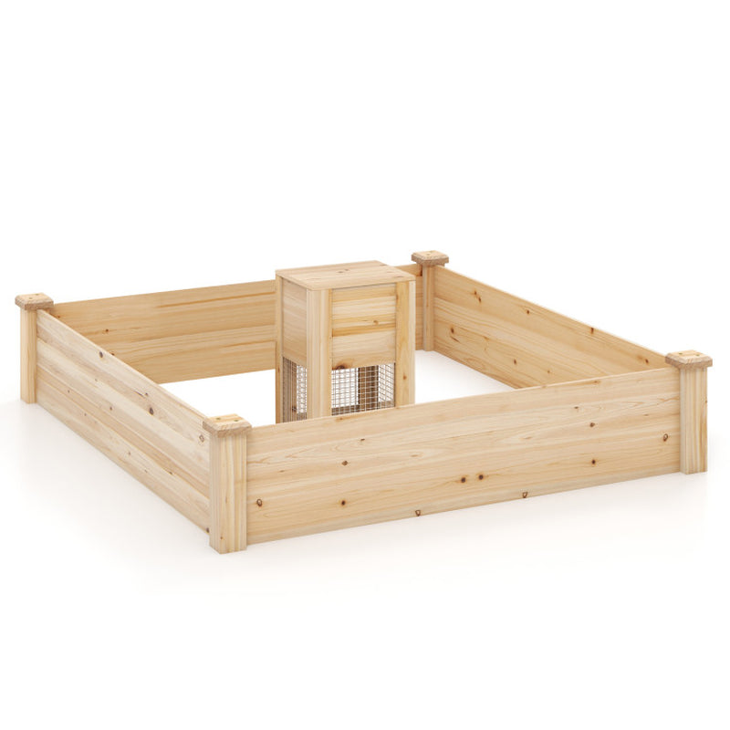 49 X 49 X 10 Inch Raised Garden Bed with Compost Bin and Open-Ended Bottom