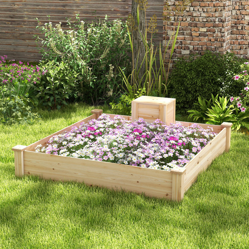 49 X 49 X 10 Inch Raised Garden Bed with Compost Bin and Open-Ended Bottom