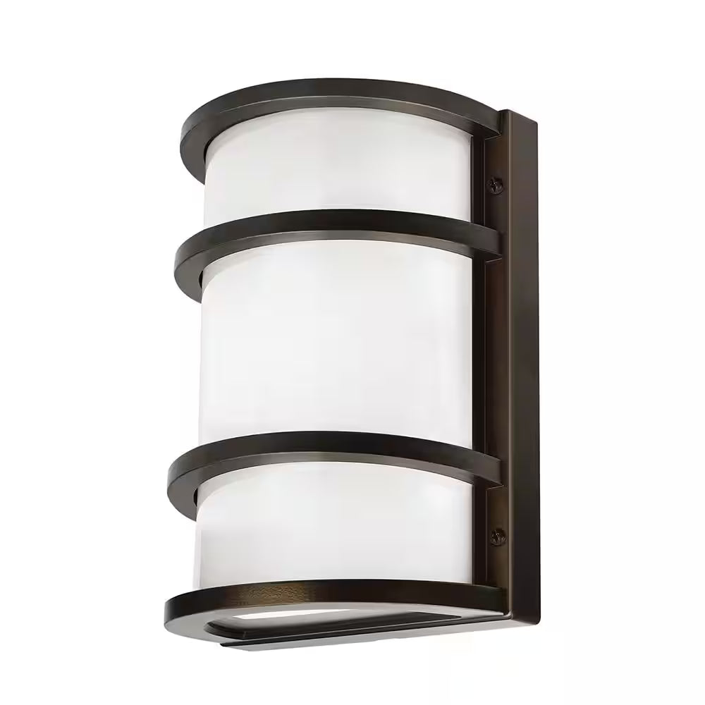 850 Lumens Integrated LED Bronze Dusk to Dawn Half Moon Security Wall Pack Light, 4000K