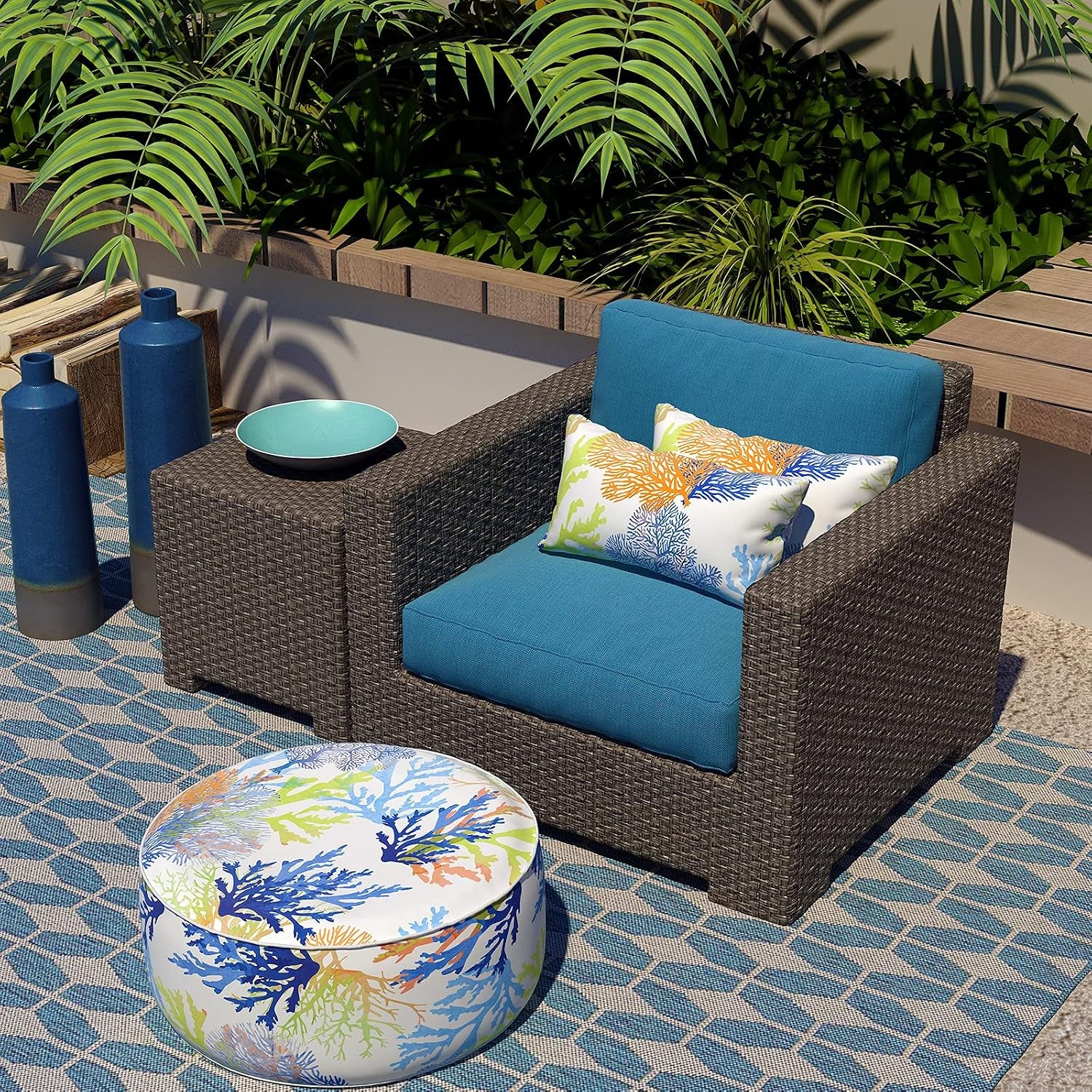 Outdoor/Indoor Lumbar Pillow Covers, Patio Fade Resistant Lumbar Pillow Cases ONLY, Tropical Lumbar Cushion Covers for Home and Garden Furniture Decor,12” X 20”, Pack of 2, Coral Multi