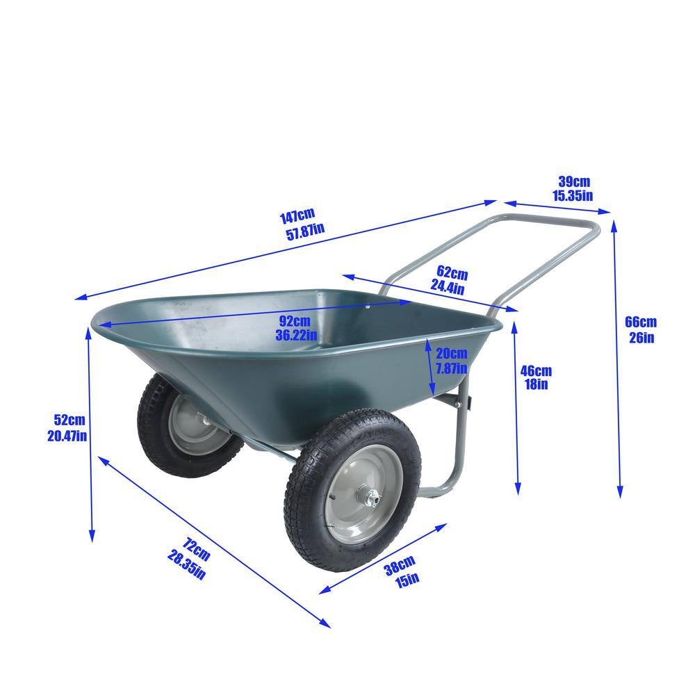 4 Cu. Ft. Abs plus Steel(Q235) Garden Cart with 15 In. Pneumatic Wheel, Load Capacity 300 Lbs.