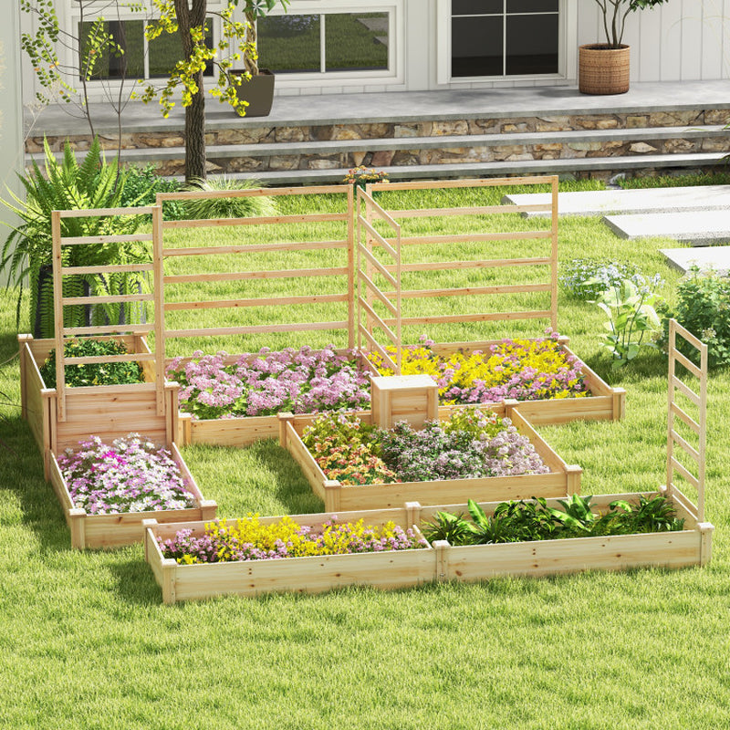 49 X 49 X 10 Inch Raised Garden Bed with Compost Bin and Open-Ended Bottom
