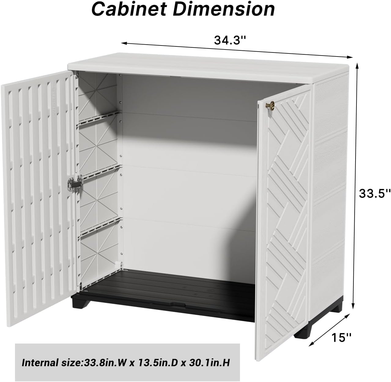 Outdoor Storage Cabinet Waterproof, 60 Gallon Resin Outdoor Storage Shed for Patio/Garden/Backyard, Outdoor Storage Box for Cushions,Garden Tools and Pool Supplies(White W/O Shelving)