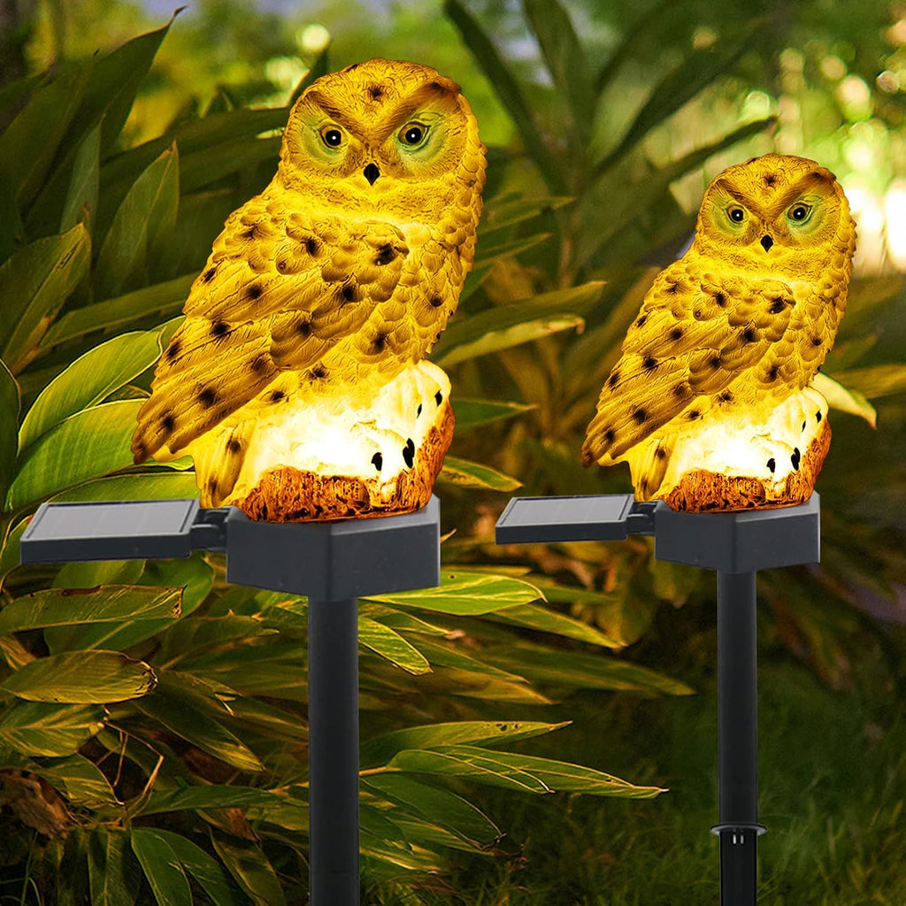 Solar Garden Stake Lights - 2 Pack Owl Solar Lights Outdoor Garden,Ip67 Waterproof Warm White LED Solar Stake Lights for Garden, Patio, Yard, Lawn, Walkway Decoration(White)