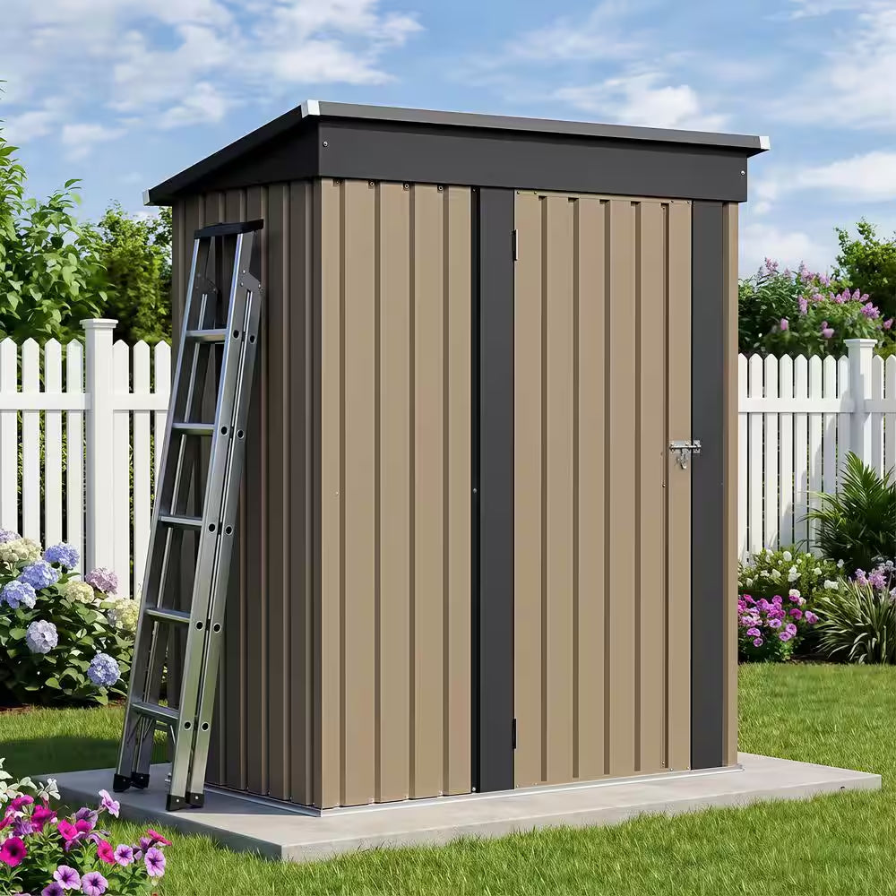 5 Ft. W X 3 Ft. D Outdoor Storage Metal Shed Lockable Metal Garden Shed for Backyard Outdoor (14.5 Sq. Ft.)