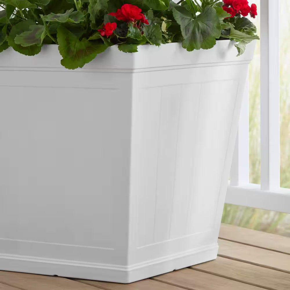 Eden Large White Resin Lightweight Square Planter (20 In. L X 20 In. W X 20 In. H)