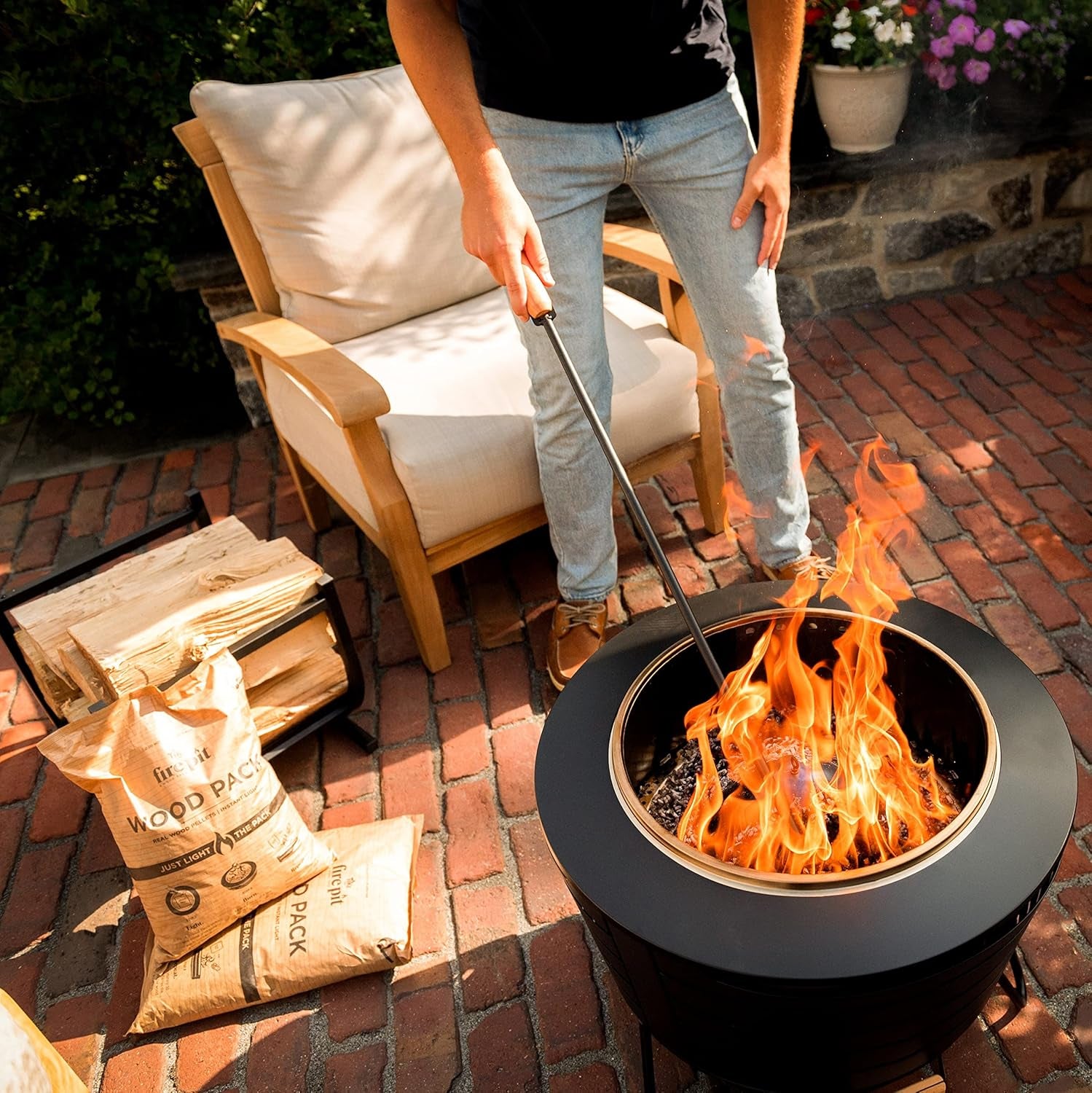 Wood Pellet Pack – 4-Pack Wood Pellets for Smokeless Fire Pits, Easy-To-Use Fire Pit Fuel for Outdoor Heating & Camping, 30+ Minute Full Flame Fire, Made in the USA