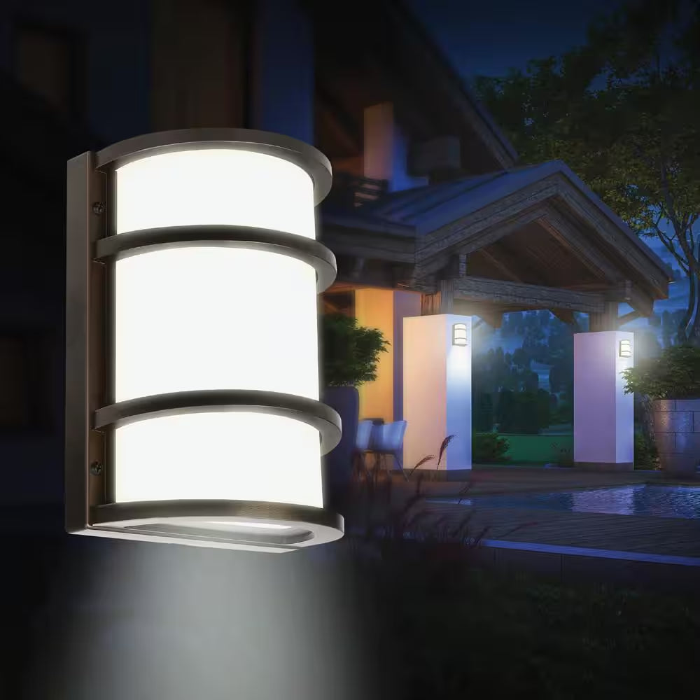 850 Lumens Integrated LED Bronze Dusk to Dawn Half Moon Security Wall Pack Light, 4000K
