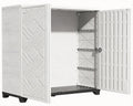 Outdoor Storage Cabinet Waterproof, 60 Gallon Resin Outdoor Storage Shed for Patio/Garden/Backyard, Outdoor Storage Box for Cushions,Garden Tools and Pool Supplies(White W/O Shelving)