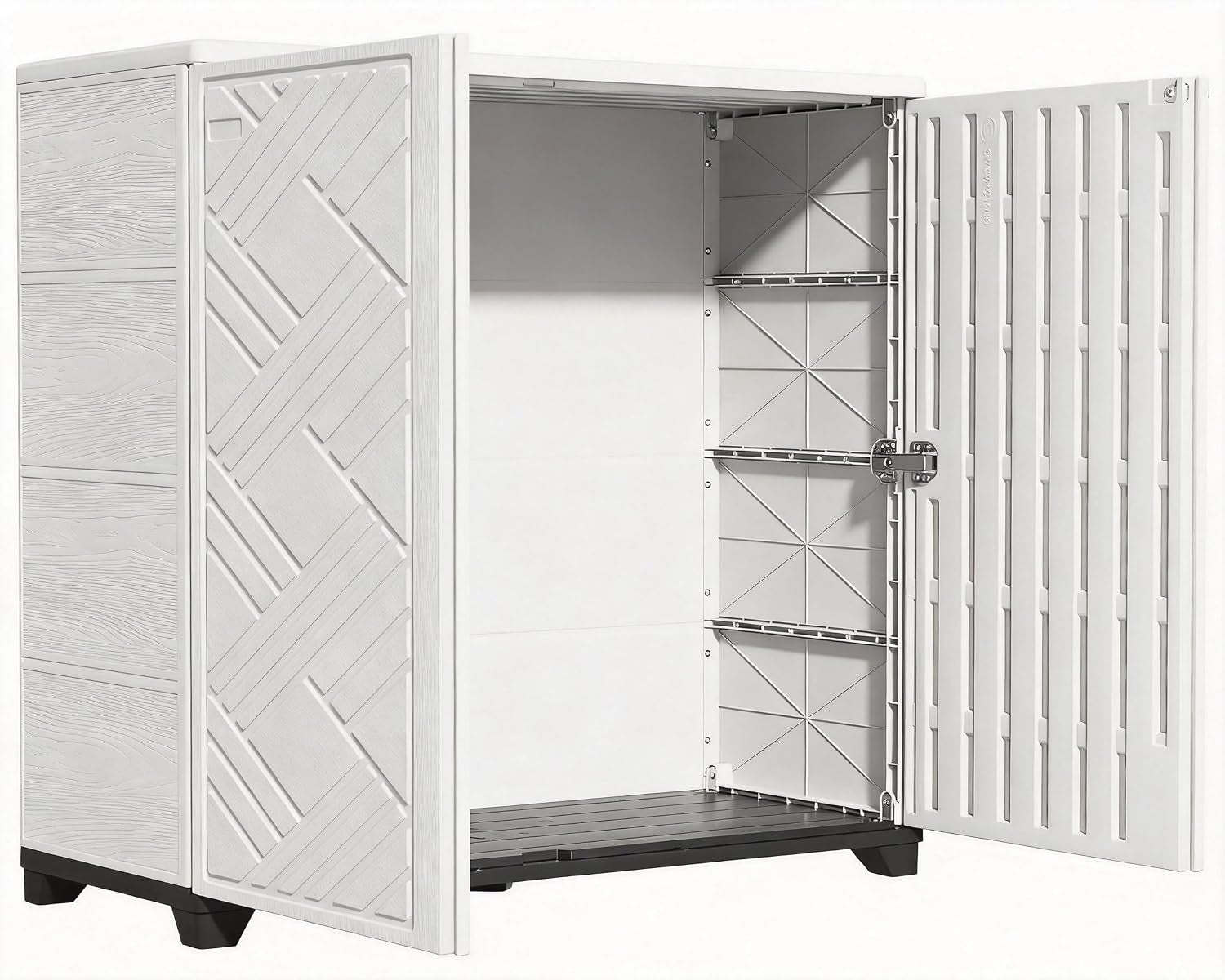 Outdoor Storage Cabinet Waterproof, 60 Gallon Resin Outdoor Storage Shed for Patio/Garden/Backyard, Outdoor Storage Box for Cushions,Garden Tools and Pool Supplies(White W/O Shelving)