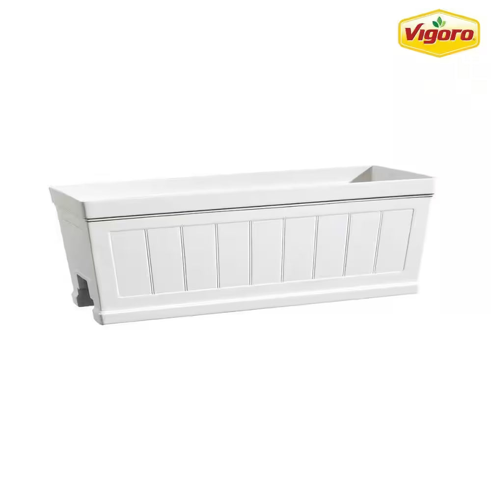 Eden Medium White Resin Lightweight Deck Rail Planter Box (28 In. L X 12 In. W X 12 In. H)