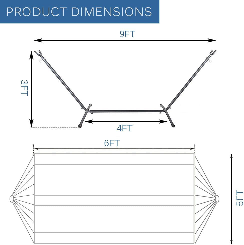 Adjustable Hammock Bed with Space Saving Steel Stand - Portable, Easy Set up Indoor/Outdoor Hammock for Two