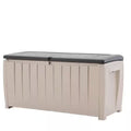 Novel 90 Gal. Durable Weatherproof Resin Brown Deck Box Organization and Storage for Outdoor Patio and Lawn