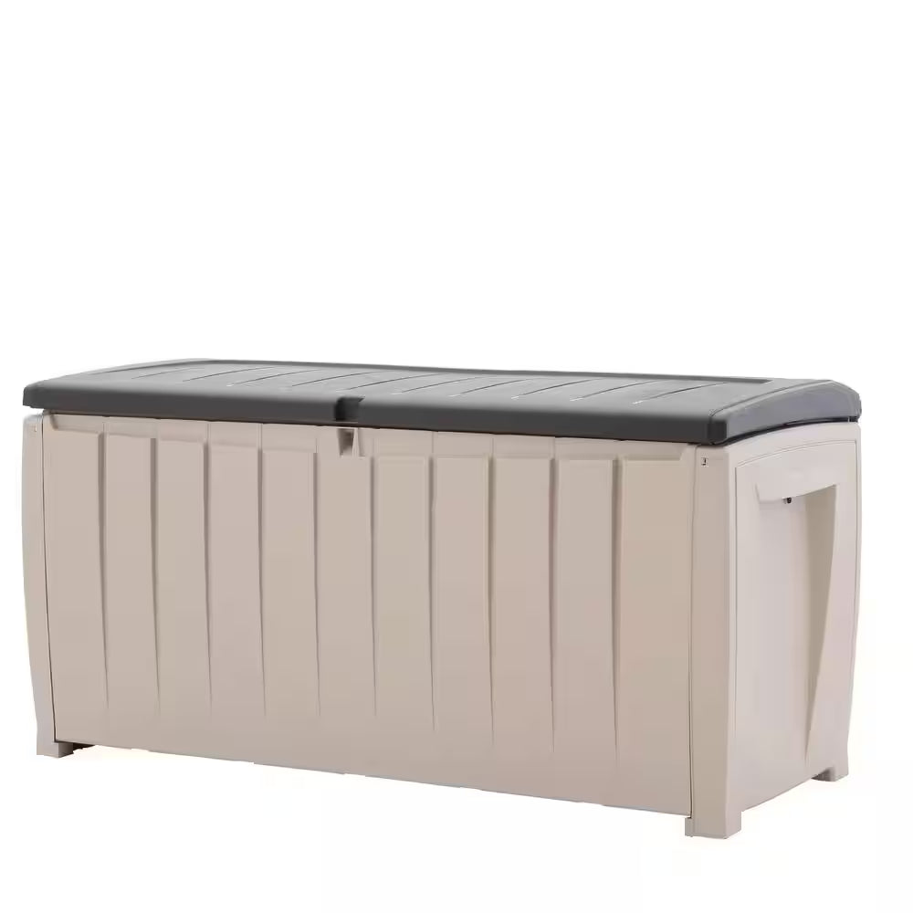 Novel 90 Gal. Durable Weatherproof Resin Brown Deck Box Organization and Storage for Outdoor Patio and Lawn