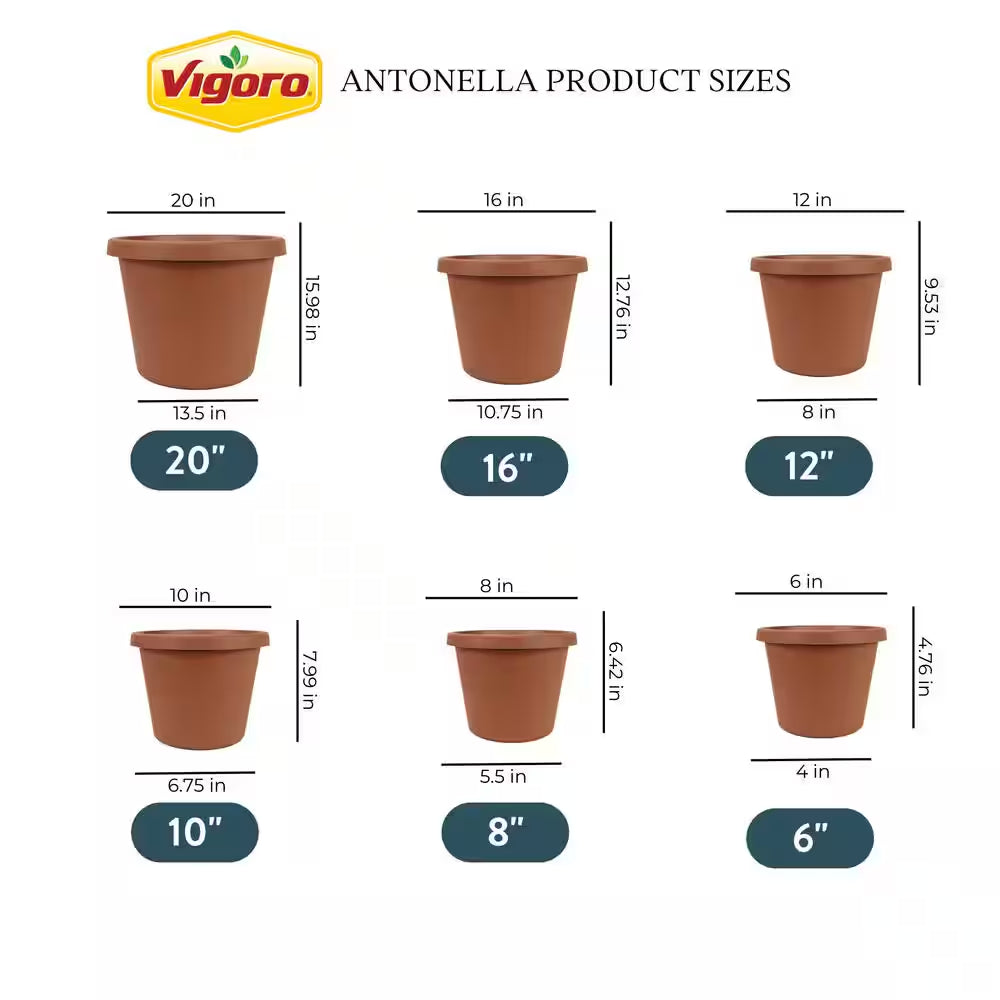 Antonella Medium Clay Plastic Planter with Drainage Hole (10 In. L X 10 In. W X 8 In. H)