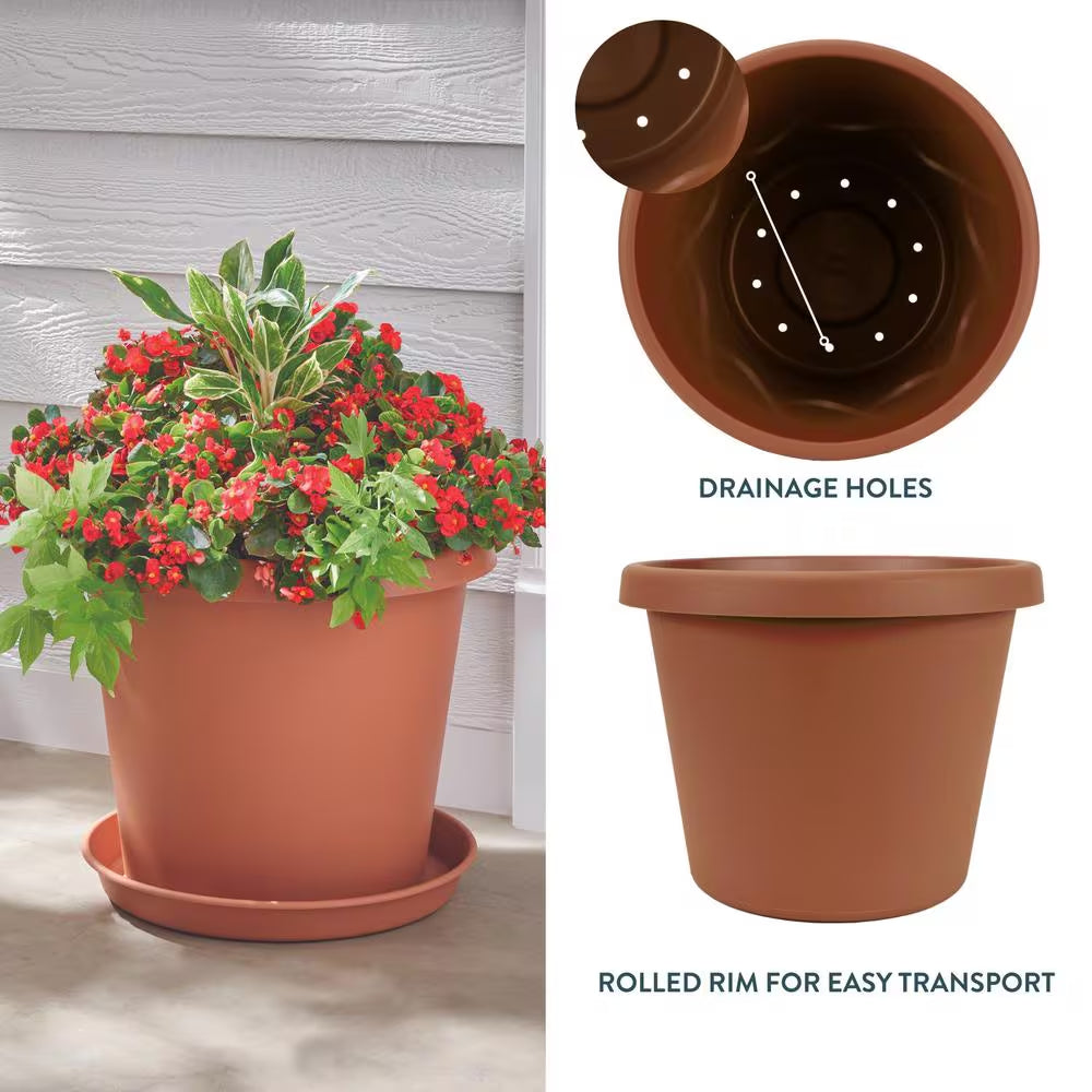Antonella Medium Clay Plastic Planter with Drainage Hole (10 In. L X 10 In. W X 8 In. H)