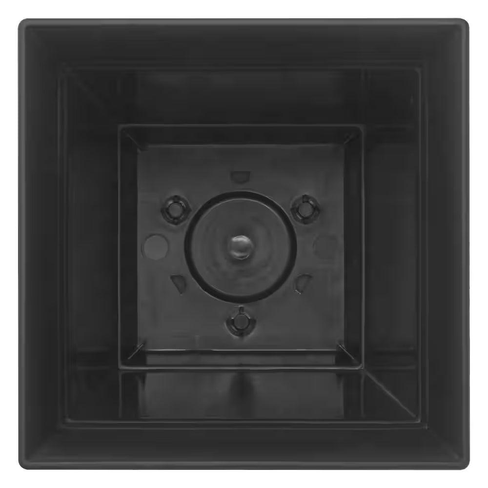 Mirabelle Small Black Plastic Square Planter with Drainage Hole and Attached Saucer (6 In. L X 6 In. W X 5.5 In. H)