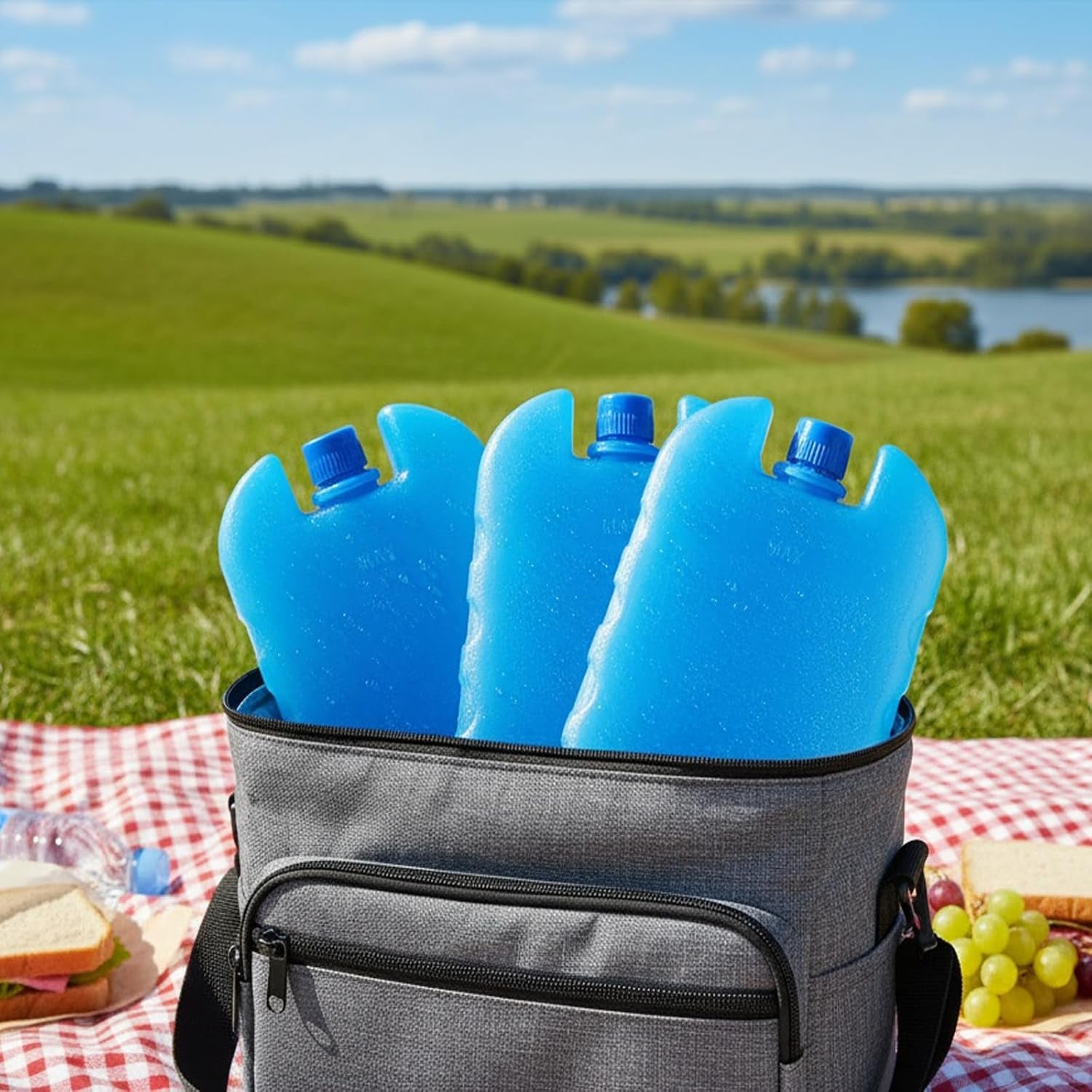 Reusable Refillable Ice Packs for Coolers | Freezer Packs for Lunch Boxes,Camping Supplies | Blue Ice Blocks for Coolers