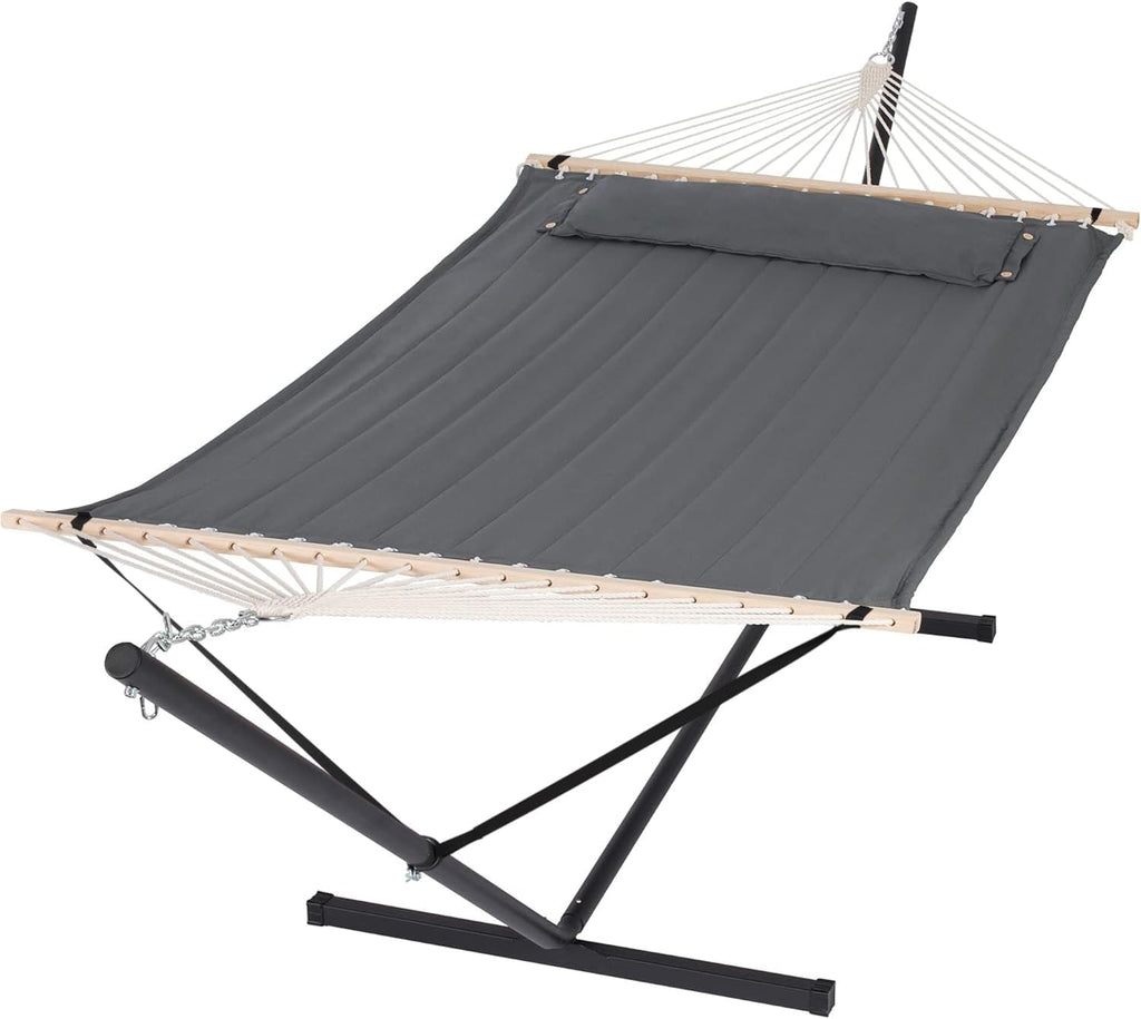 2 Person Hammock with Stand, Heavy Duty Portable Hammocks, 475 Lbs Capacity, Dark Grey