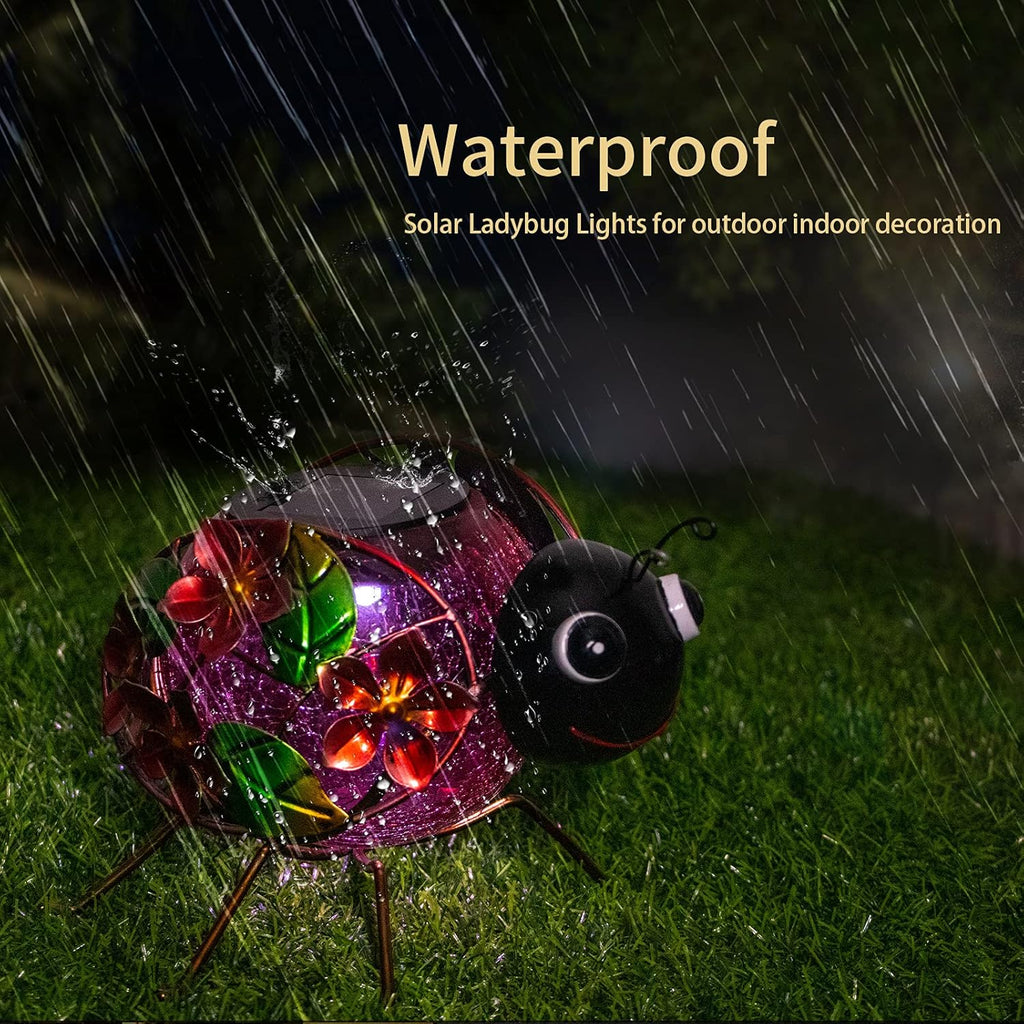Solar Lantern, Waterproof LED Solar Lights Outdoor Ladybug Decorative Tabletop Lanterns for Patio Garden Table Decor