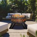 Fire Pit Wood Burning: round 37.5 in Outdoor Fireplace with Grill Cooking Grate Screen Poker