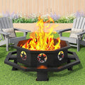 43 Inch Fire Pit, Outdoor Wood Burning Fire Pit Octagonal for Camping, Backyard, Patio, Black