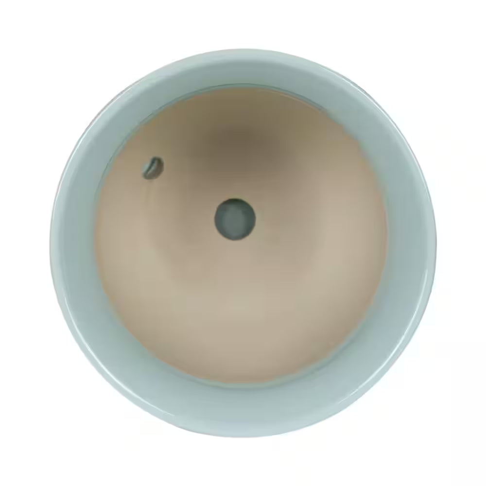 Coralie Small Seabreeze Blue Ceramic Planter with Drainage Hole and Attached Saucer (6 In. L X 6 In. W X 5 In. H)