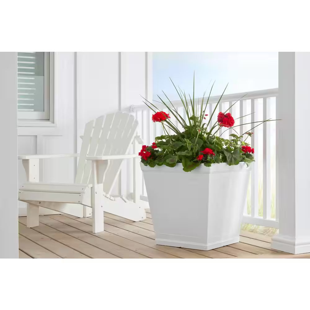 Eden Large White Resin Lightweight Square Planter (20 In. L X 20 In. W X 20 In. H)