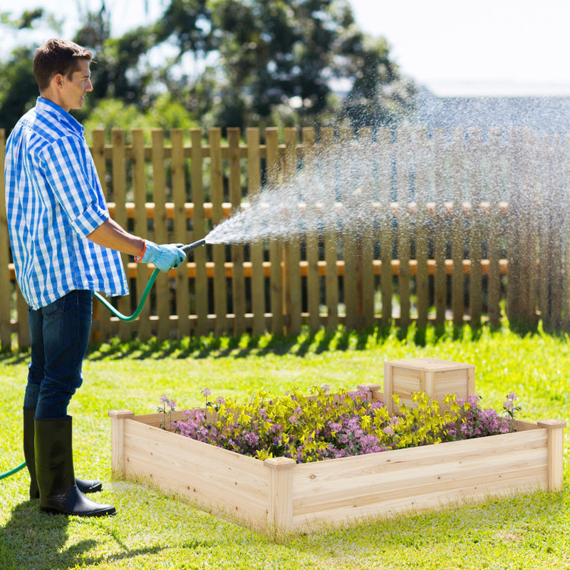 49 X 49 X 10 Inch Raised Garden Bed with Compost Bin and Open-Ended Bottom