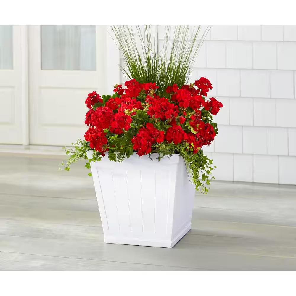 Eden Large White Resin Lightweight Square Planter (20 In. L X 20 In. W X 20 In. H)