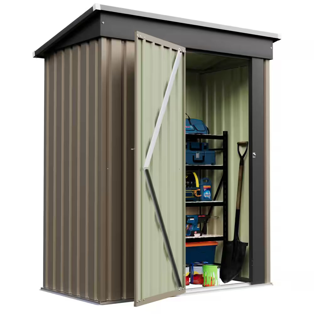 5 Ft. W X 3 Ft. D Outdoor Storage Metal Shed Lockable Metal Garden Shed for Backyard Outdoor (14.5 Sq. Ft.)
