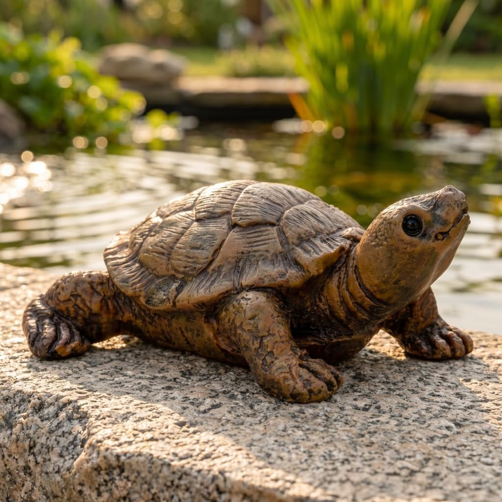 2 Pack Turtle Statue, Outdoor Garden Turtles Decor, Tortoise Figurine for Yard, Pond, Patio, Lawn, Outdoor Animal Statues & Garden Figurines