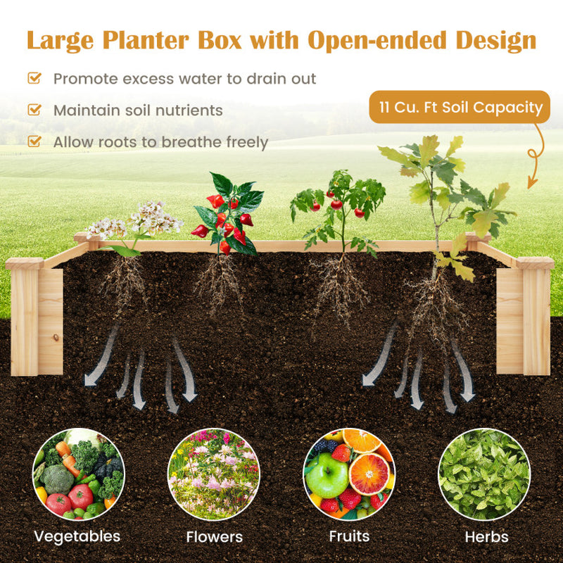 49 X 49 X 10 Inch Raised Garden Bed with Compost Bin and Open-Ended Bottom